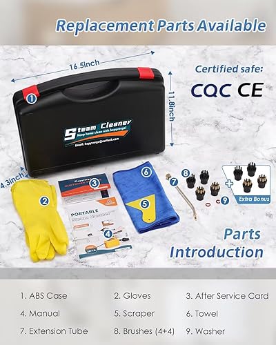 Miniatura 6 de Limpiador de vapor de alta presión, vaporizador de mano de 1700 W para limpiar baldosas de lechada, lavadora a presión de vapor portátil de mano