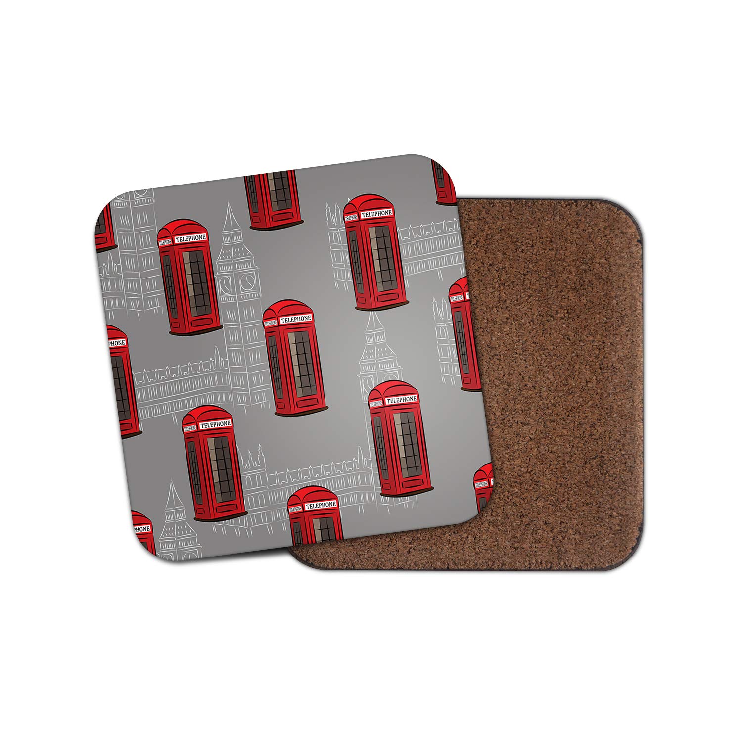 Destinationvinyl Multicolor 1 X Red Telephone Box Coaster - Phone London England Uk Britain Fun #13208