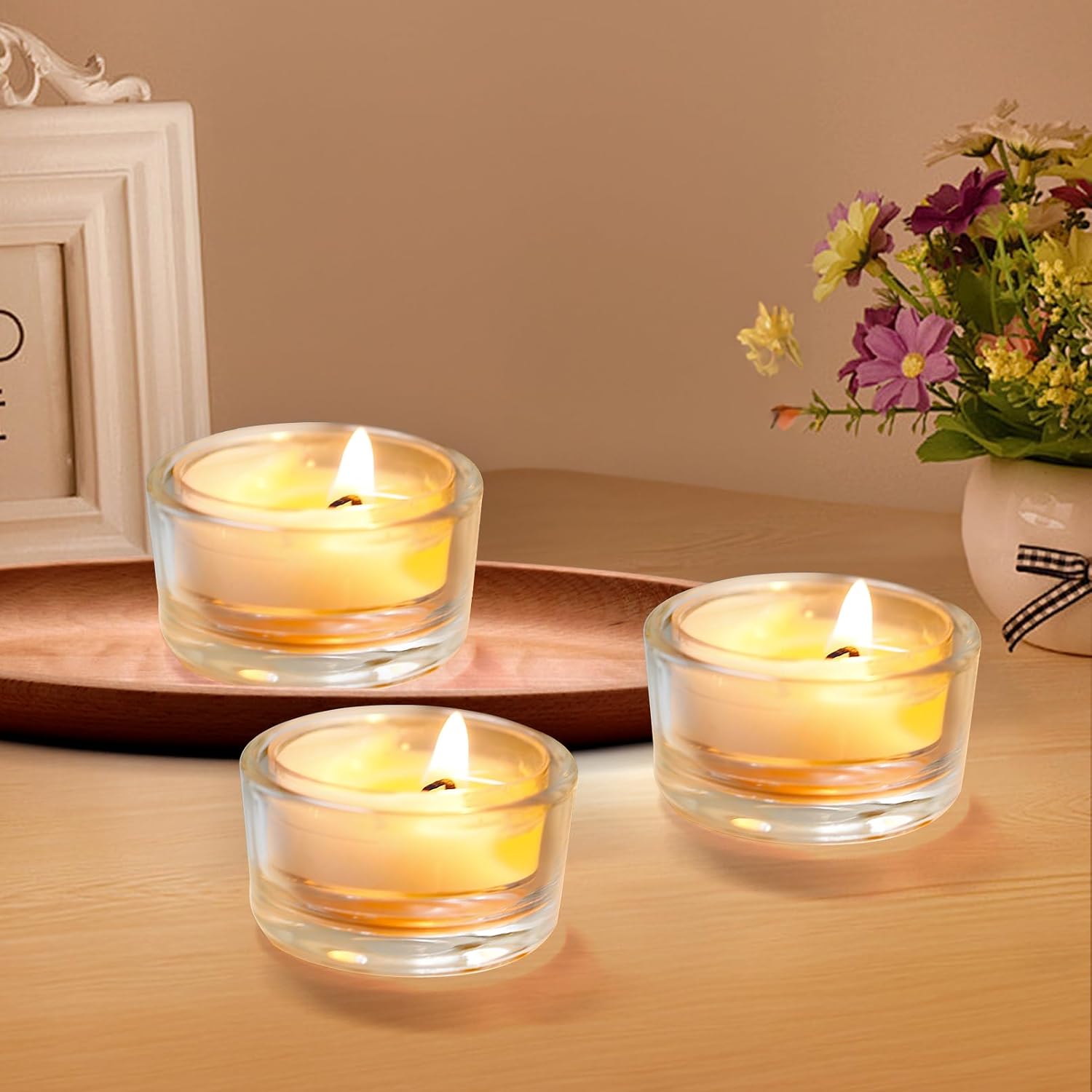 36 Pack Clear Glass Tealight Candle Holder, 1 x 2 Inch