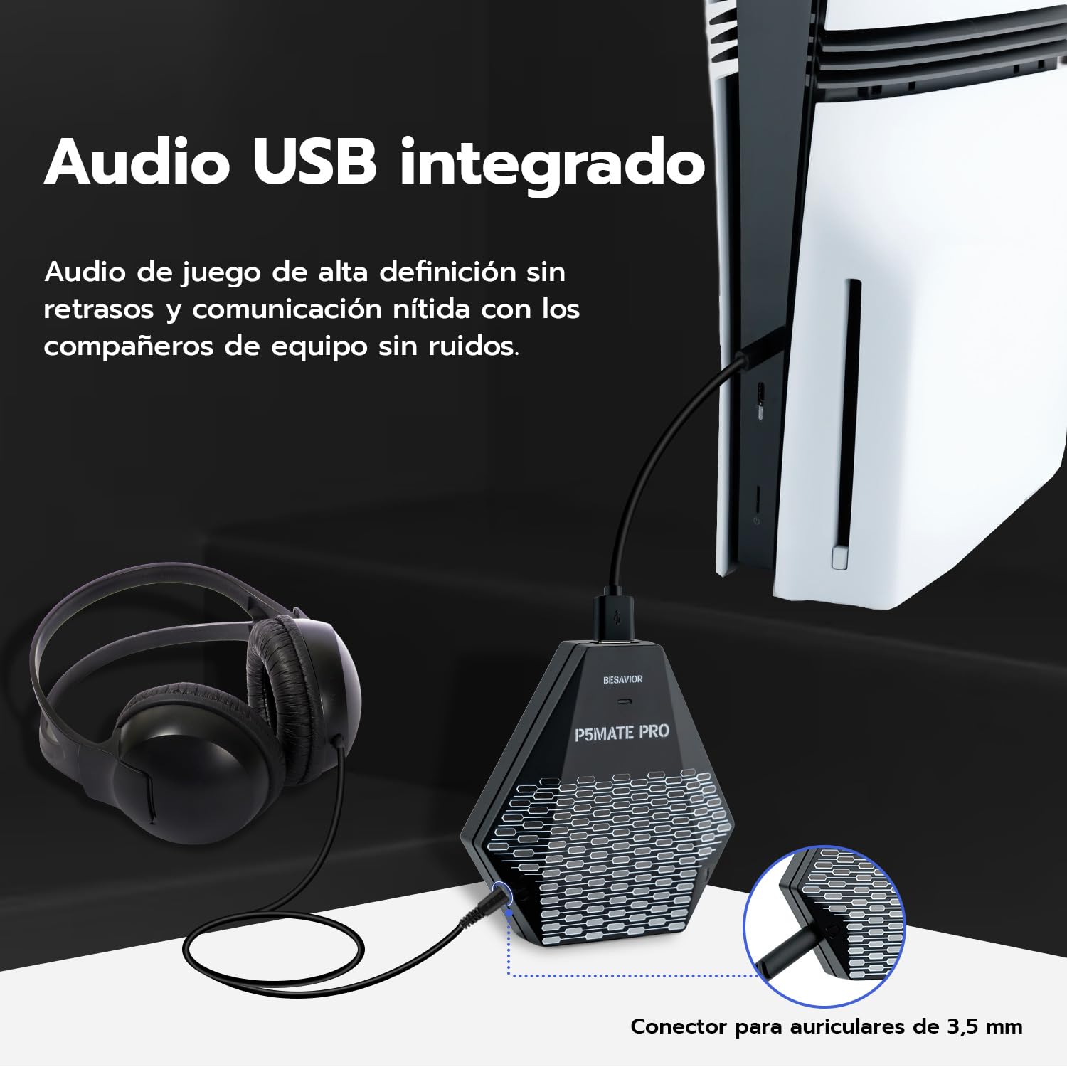 Mcbazel Besavior P5 Mate Pro - Adaptador USB para PS5 Todas Las Versiones, Convertidor de Juegos para PS5/PRO/SLIM, Accesorio Inalámbrico Compatible con Varios Periféricos de Juegos, Baja Latencia