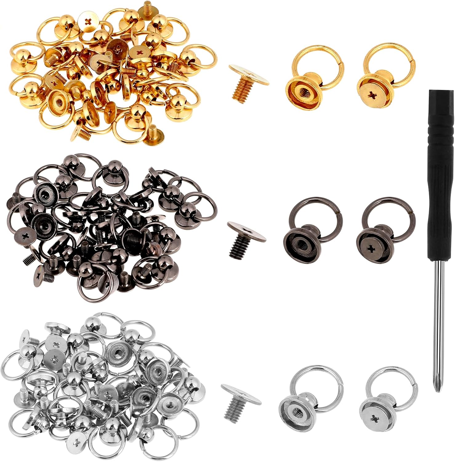 60 Pcs Craft Rivet Screwback Leather Screw Rivets Round