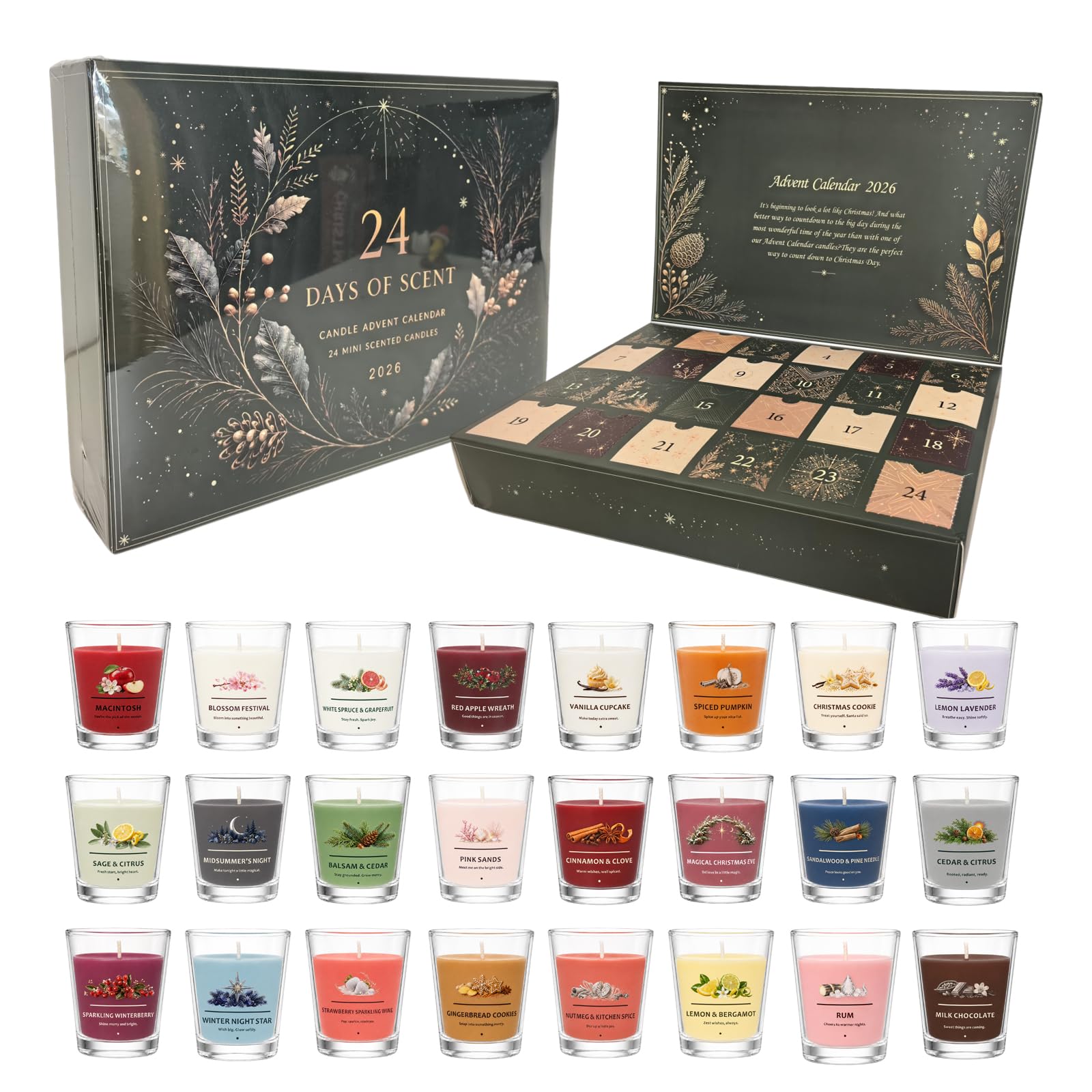 Christmas Candle Advent Calendar 2026 24 Days Scented Candle Gift for Women