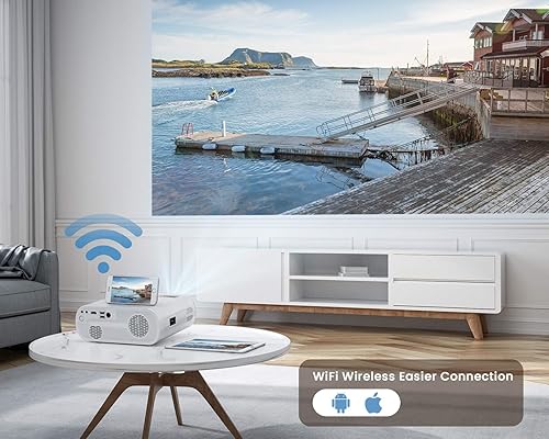 Miniatura 4 de Proyector Bluetooth WiFi, WiMiUS 2023 Top 1 Mini proyector con bolsa de transporte, Full HD 1080P y 300 pulgadas, proyector portátil para HDMI, VGA,