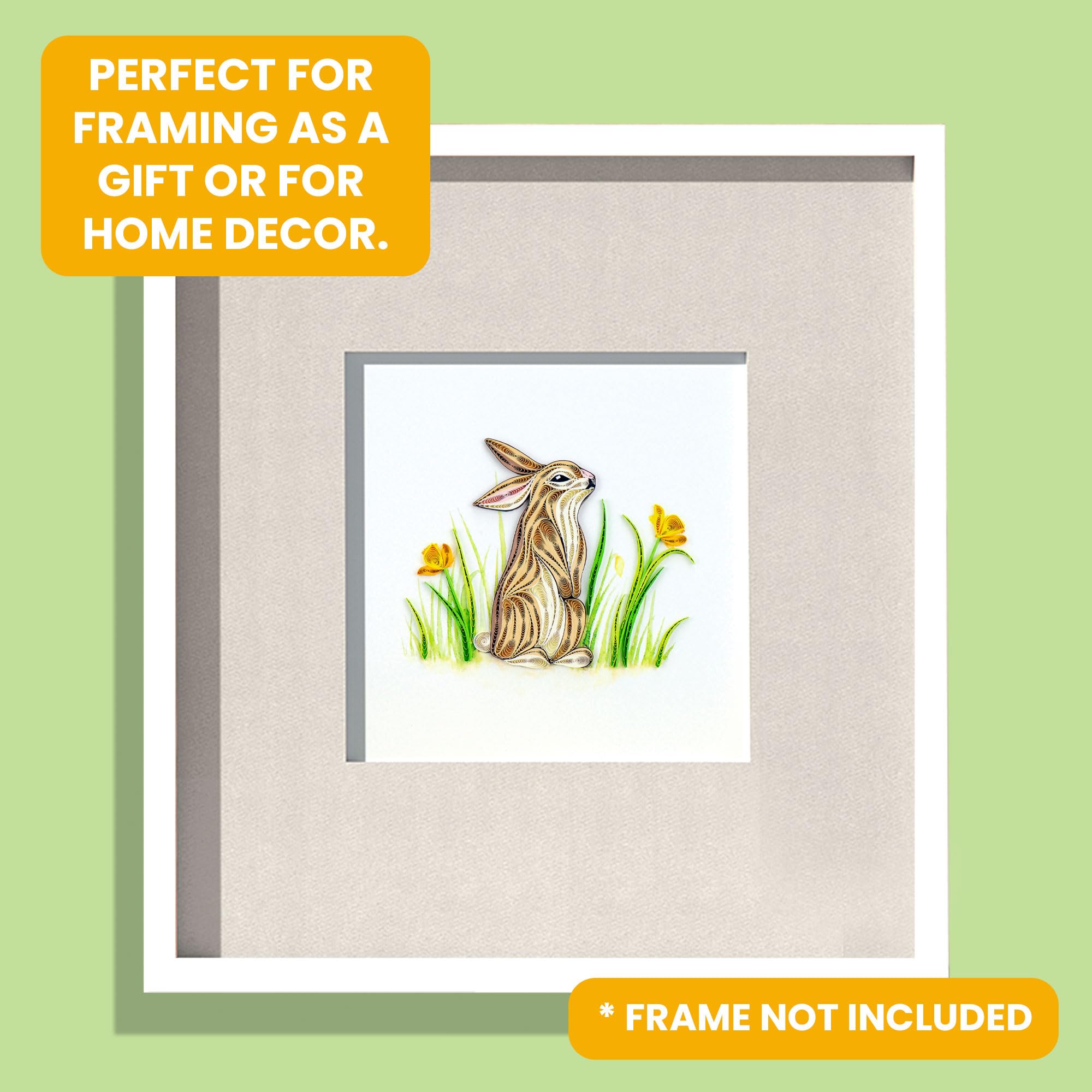 Quilling Rabbit in A Meadow Hop-piness Ahead Hand-Finished Art Greeting Card Frameable Art - Suitable for Framing in a Card Frame - by The Quilling Card Company - Image 2