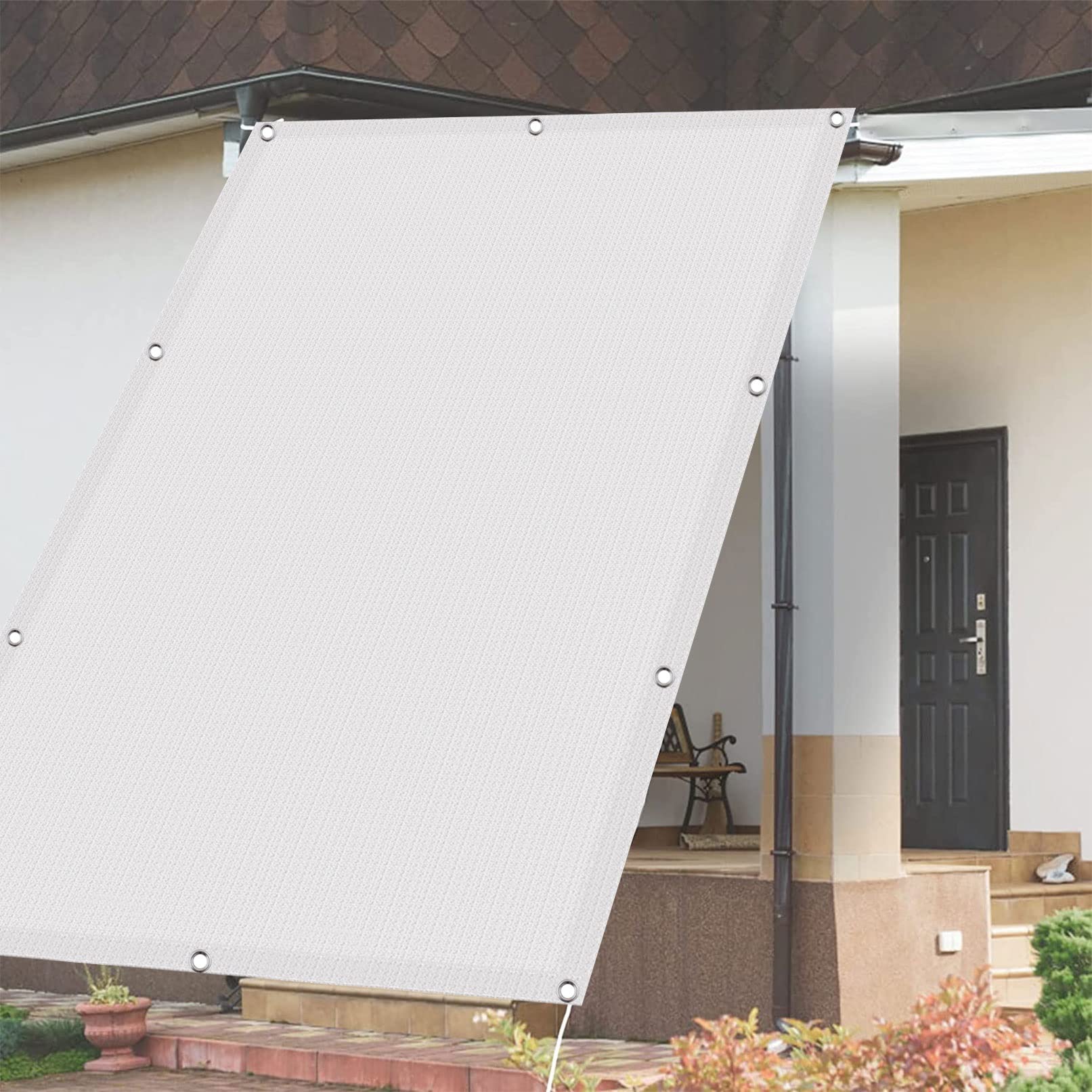 Voile d'ombrage rectangulaire 2x3,4 m blanc perméable pour terrasse