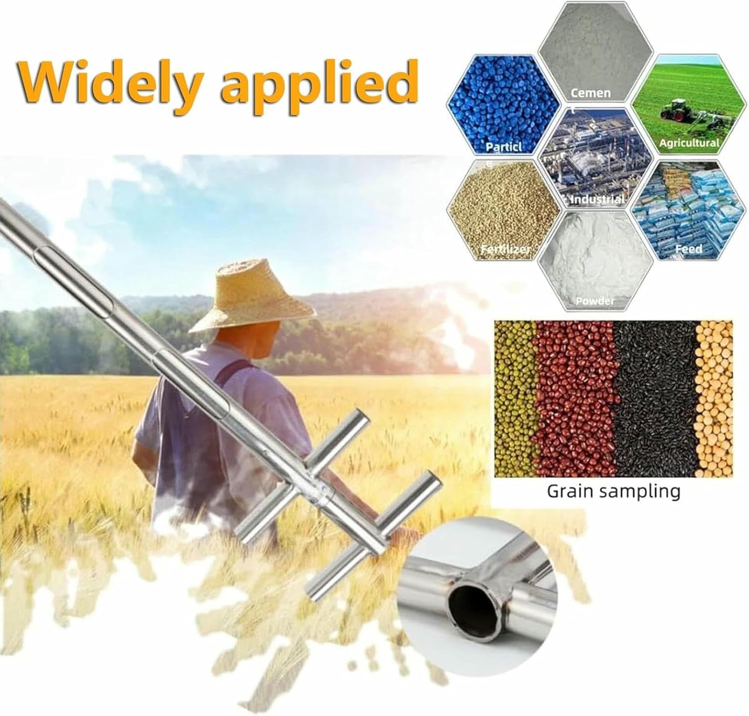 Pointed Soil Sampler Probe - Stainless Steel with T Handle - for Easy Penetration in Compact or Rocky Soil