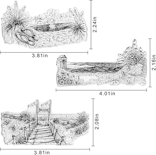 Miniatura 2 de 3 sellos transparentes de fondo de playa de mar para hacer tarjetas y decoraciones de álbumes de fotos, Sun Harbor Scenery Sellos de goma