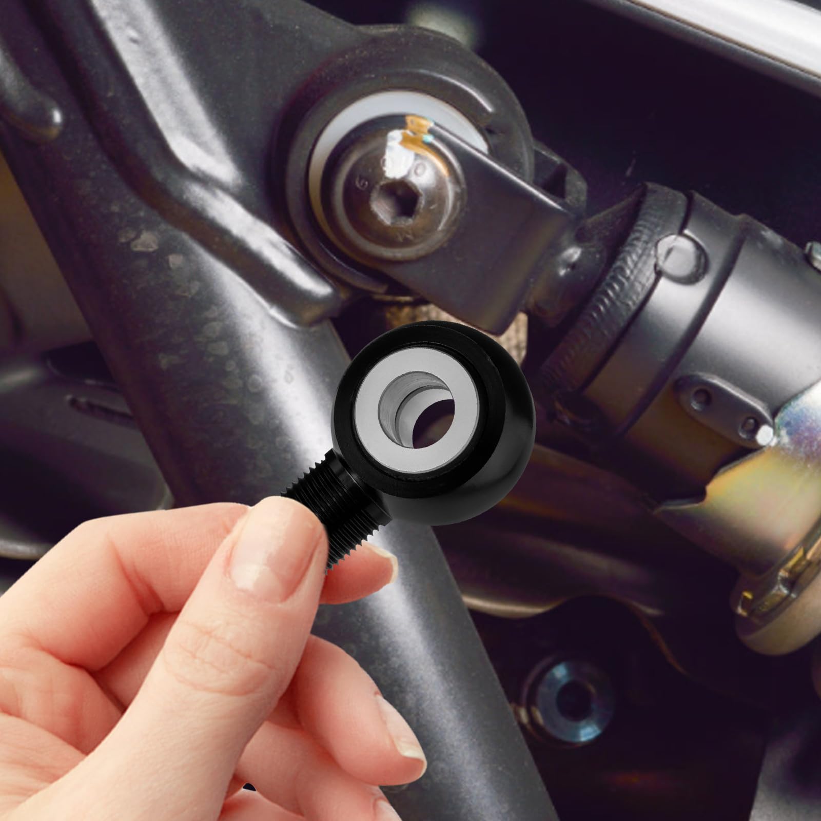 Baluue Adaptador de Amortiguador Trasero para Motocicleta en Hierro Negro Extremo Redondo, Resistente y Práctico para Mejorar la Absorción de Impactos en Motos