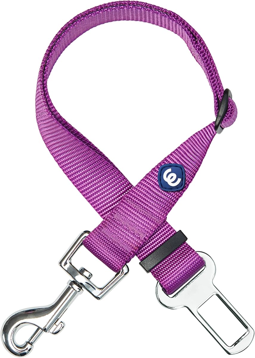 Dog Seatbelt for Car - Heavy Duty, Adjustable Fit, Violet, 16.5-25.5 Inch, Medium Dogs, Classic, Durable, Car Seatbelt Restraint