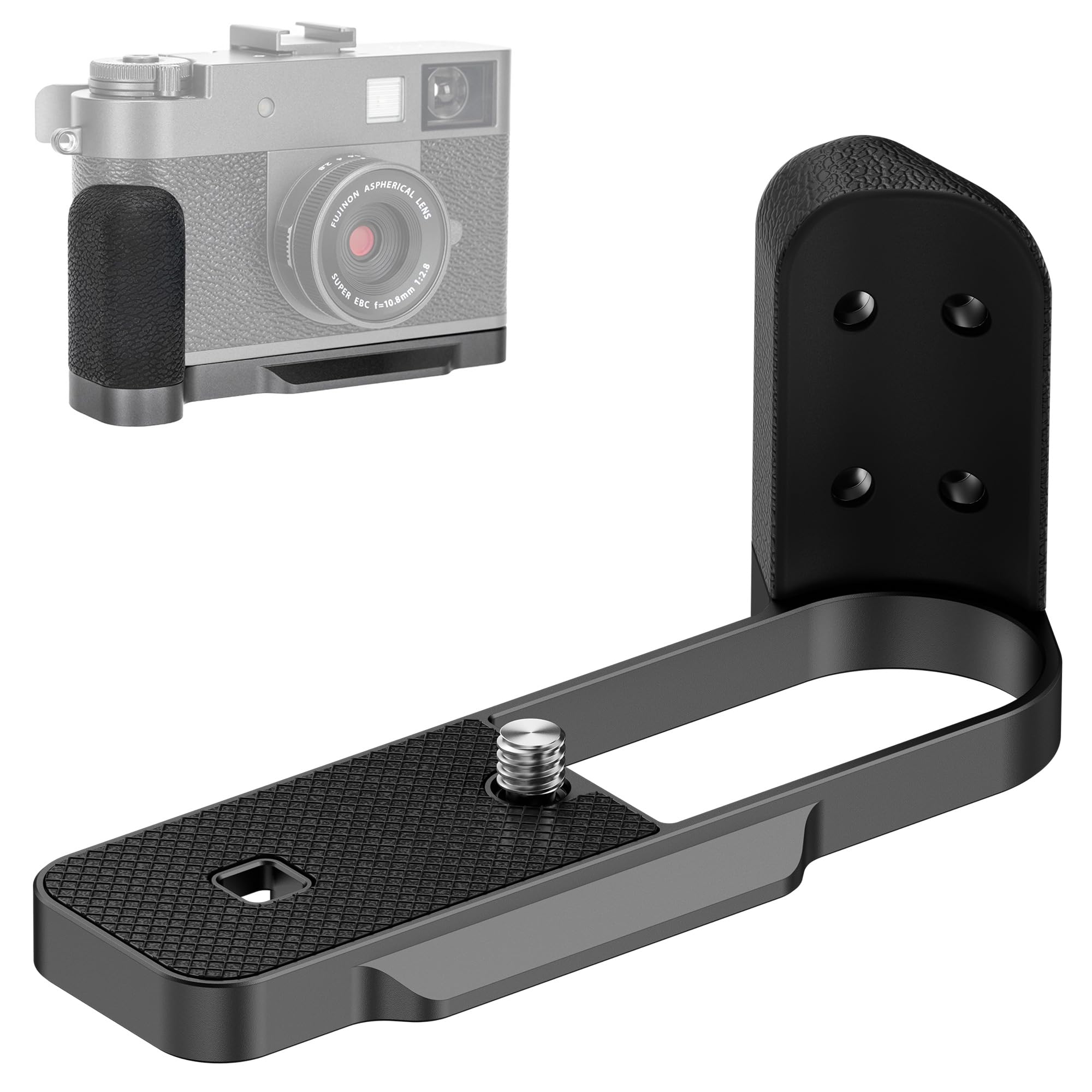 X Half Handgrip Hand Grip, Metal L-Shape Bracket Handle Holder for Fujifilm Fuji X Half Xhalf Camera,with Built-in Arca Quick Release Plate & Battery Compartment Opening Anti-Slip Microfiber Pad-Dgray