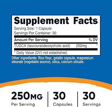 Nutricost Tudca 250mg, 30 Capsules (Tauroursodeoxycholic Acid) - Gluten Free, Non-GMO