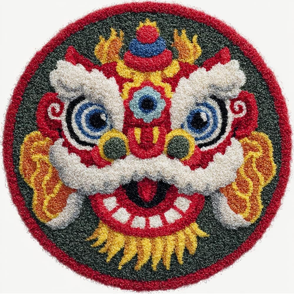Round Latch Hook Rug Kits Lion For Adults And Starter 50*50Cm