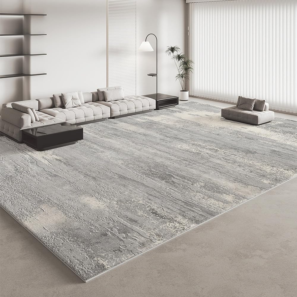 Tapis de salon moelleux résolvant le problème des sols froids gris