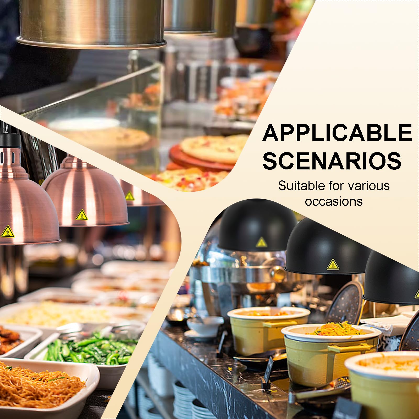 Lampada Riscaldante Cucina Professionale, Regolabile Lampada per Riscaldare Alimenti, Lampada Scaldavivande Ristorante con Lampadina da 250W per Hotel, Buffet, Catering(B-25CM,3 Stück)