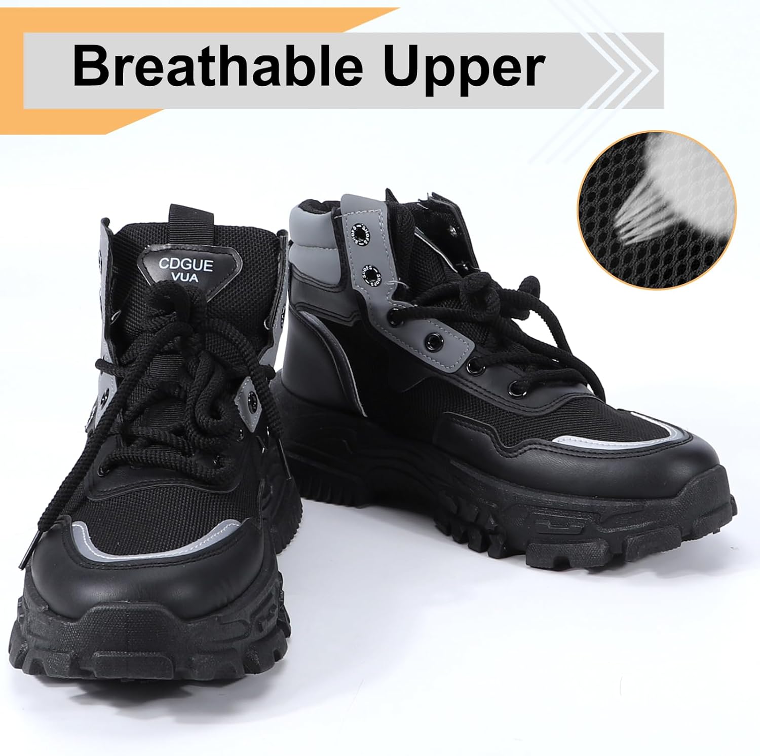 Men's High Top Fashion Sneakers Casual Athletic Walking Shoes Chunky Sneakers Breathable Non-Slip Hiking Boots for Men - Image 5