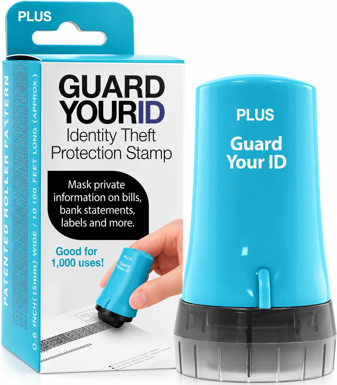 Identity Theft Protection Roller Stamp, Guard Your ID, Turquoise