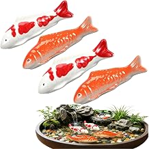 4pcs Ceramic Floating Fish, Floating Ceramic Koi Goldfish, Fake Fish Tank Decor Aquarium Decoration Ornaments for Garden Pond Birdbath Fake Aquarium Decor