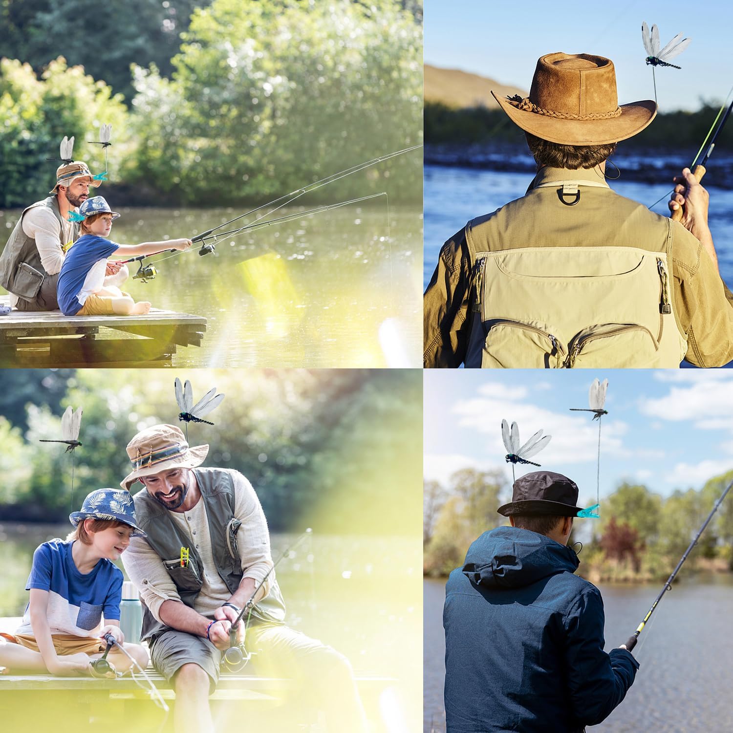 8 Pack Dragonfly Clip Dragonfly Clips Black Dragon Fly Hat Clip Artificial Realistic 3D Dragonflies Garden Stakes Decor for Indoor Outdoor (4 Dots+4 Stripes Dragonfly) - Image 6