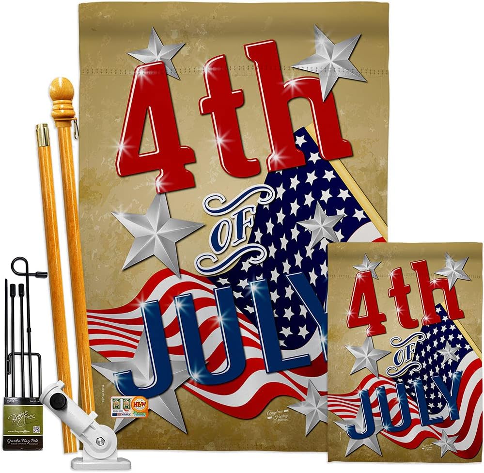 4th of July House Flag Americana Fourth Independence Day Fireworks BBQ United State American Small Decorative Gift Yard Banner Made In USA 28 X 40