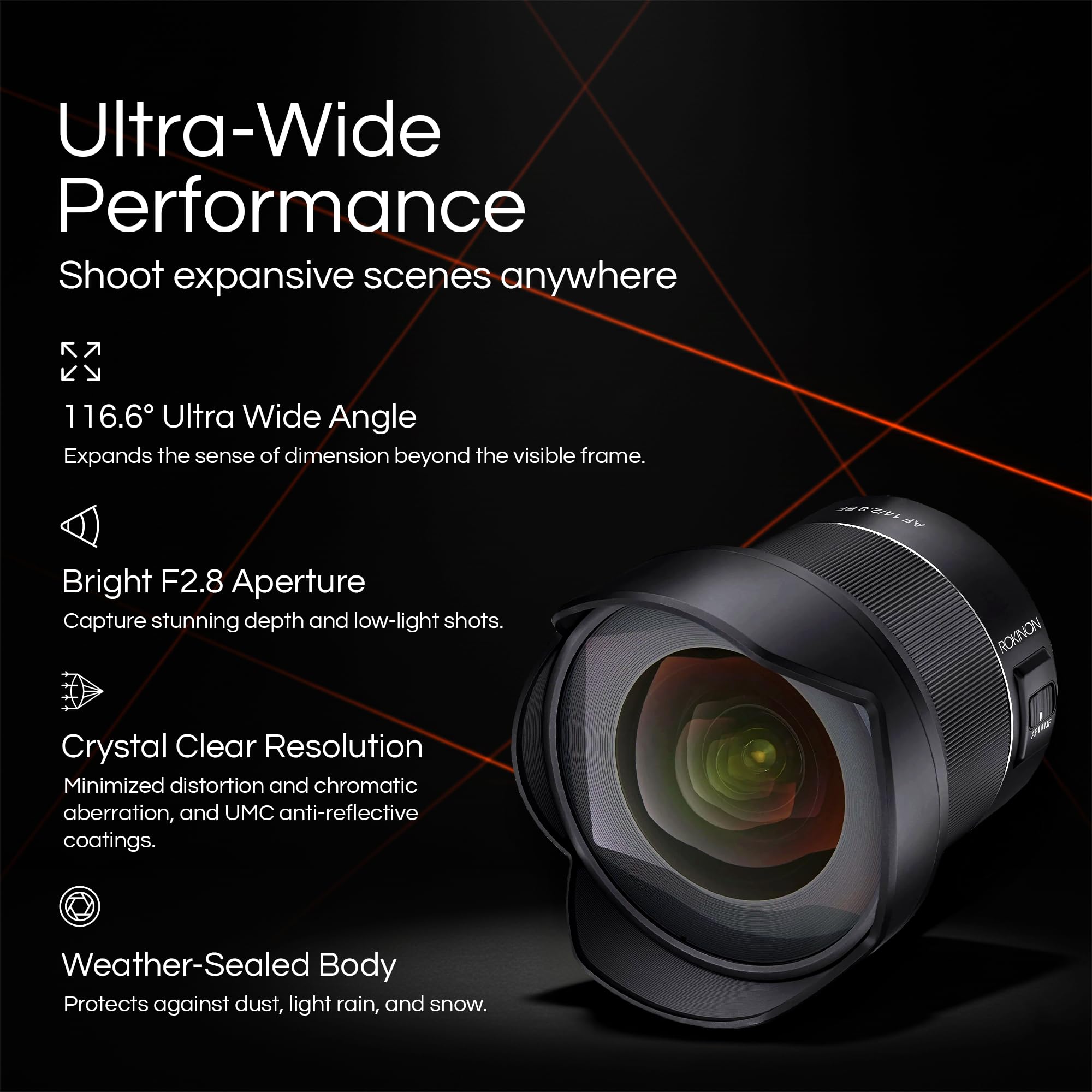 Rokinon AF 14mm F2.8 耐候性 オートフォーカス 広角レンズ Amazon.com : Rokinon AF 14mm F2.8 Ultra Wide Angle Lens for Canon