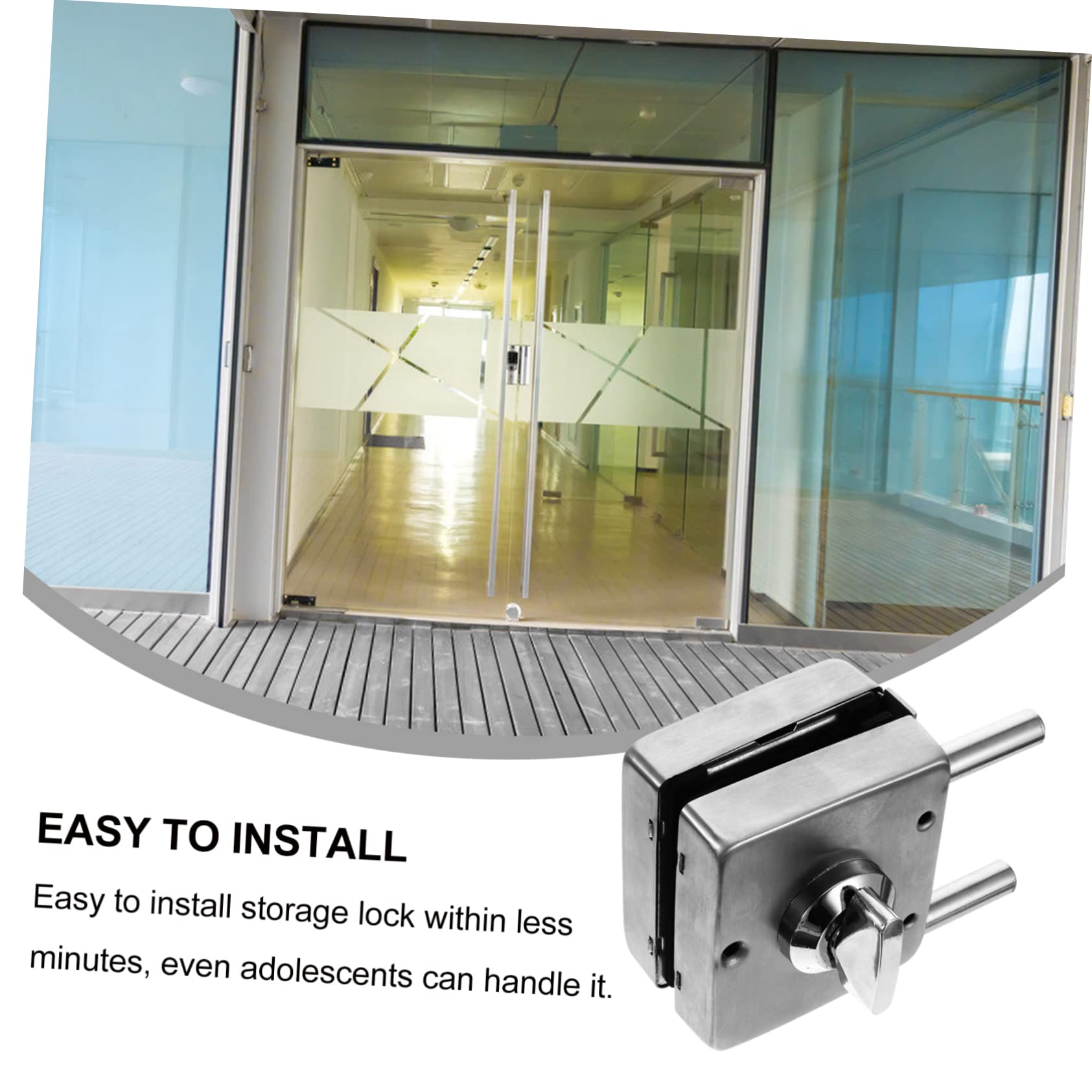 DOITOOL Verrouillage Porte Verre Sans Cadre Loquet Acier Inoxydable Avec Finition Brossée Serrure De Portail Facile à Installer