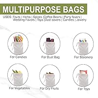 Vista 6 de Bolsas de muselina reutilizables ecológicas de algodón grueso de 10 x 12 pulgadas con cordón único, calidad premium (color natural) - paquete de 25