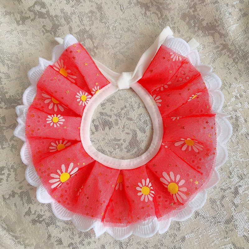 Pet Collar Pet Collar Cat Kitten Flower Lace Bow Bell String Bib Necklace Neck Strap Decor with(Color8,Large)