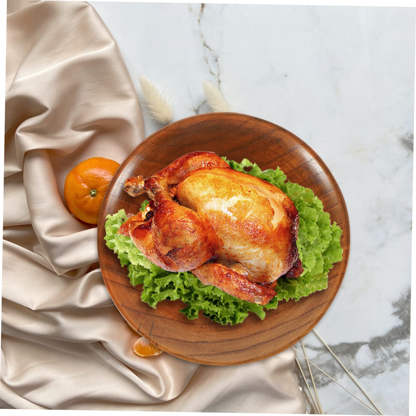 Garneck 2pcs Vinegar Dish Dip Bowl Household Snacks Tray Portable Food Plate Round Serving Platter Sauce Plates Appetizer Platter Ketchup Bowl Fruit Small Bowl Dinner Chargers Wood