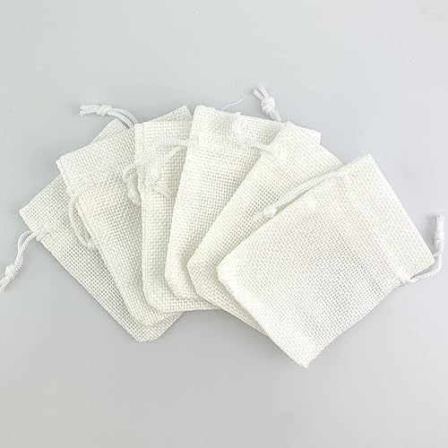Miniatura 3 de Palmhomee Paquete de 25 bolsas de regalo de arpillera con cordón, bolsas de joyería de lino, bolsas de yute de arpillera para joyas de cumpleaños y