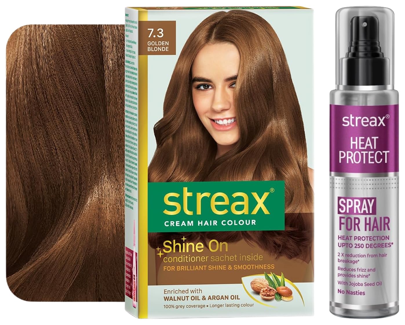 Streax Permanent Hair Colour, 100% Grey coverage Heat Protection Spray for Hair -100 Ml, Hair Styling Spray for Women & Men