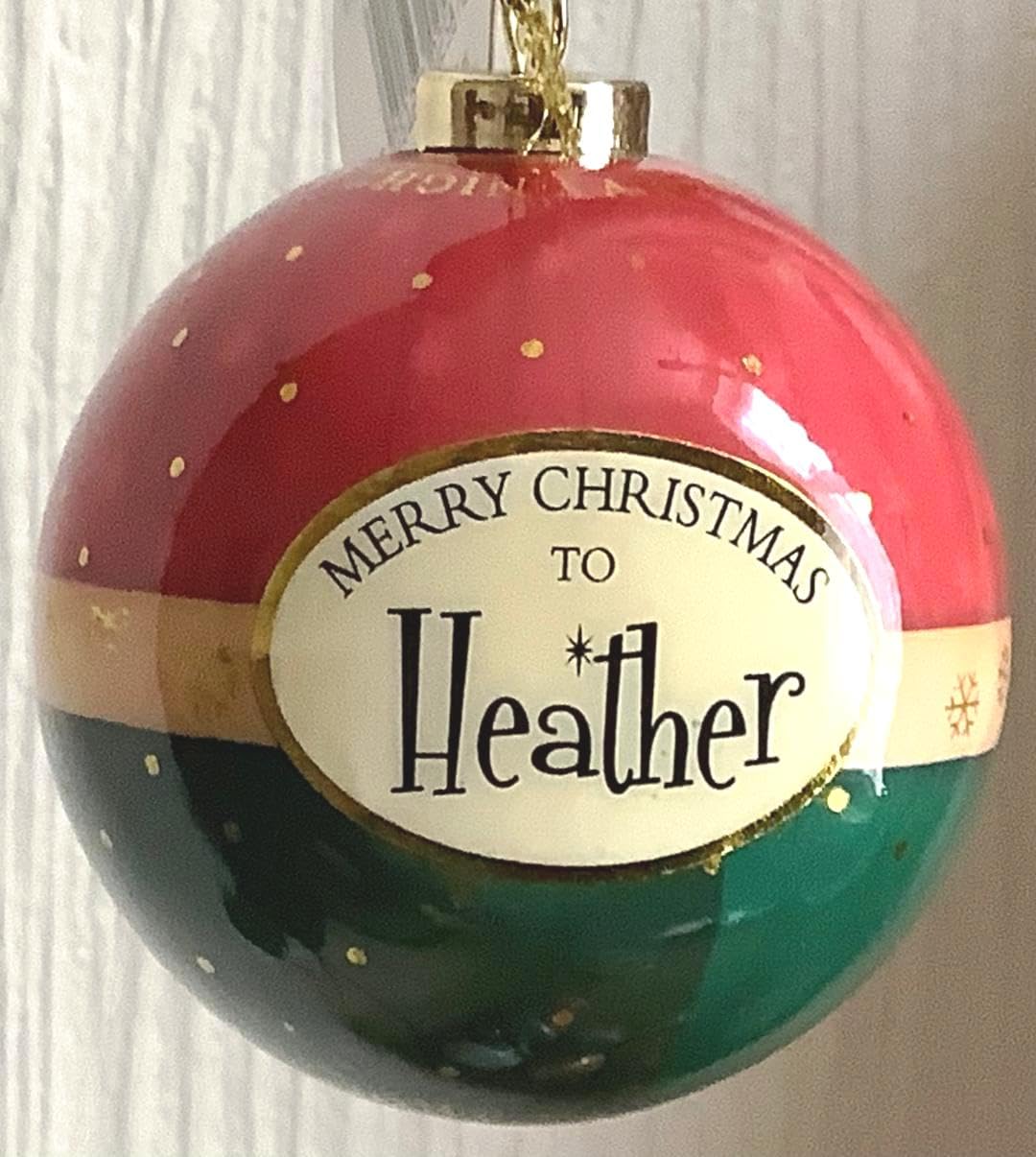 Personalised Name Bauble Christmas Xmas Tree Decoration (Heather)