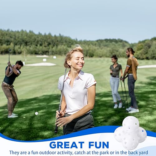 Miniatura 5 de Paquete de 24 pelotas de golf de práctica de 1.654 pulgadas (1.654 in) de plástico para entrenamiento de golf, flujo de aire, bola hueca para