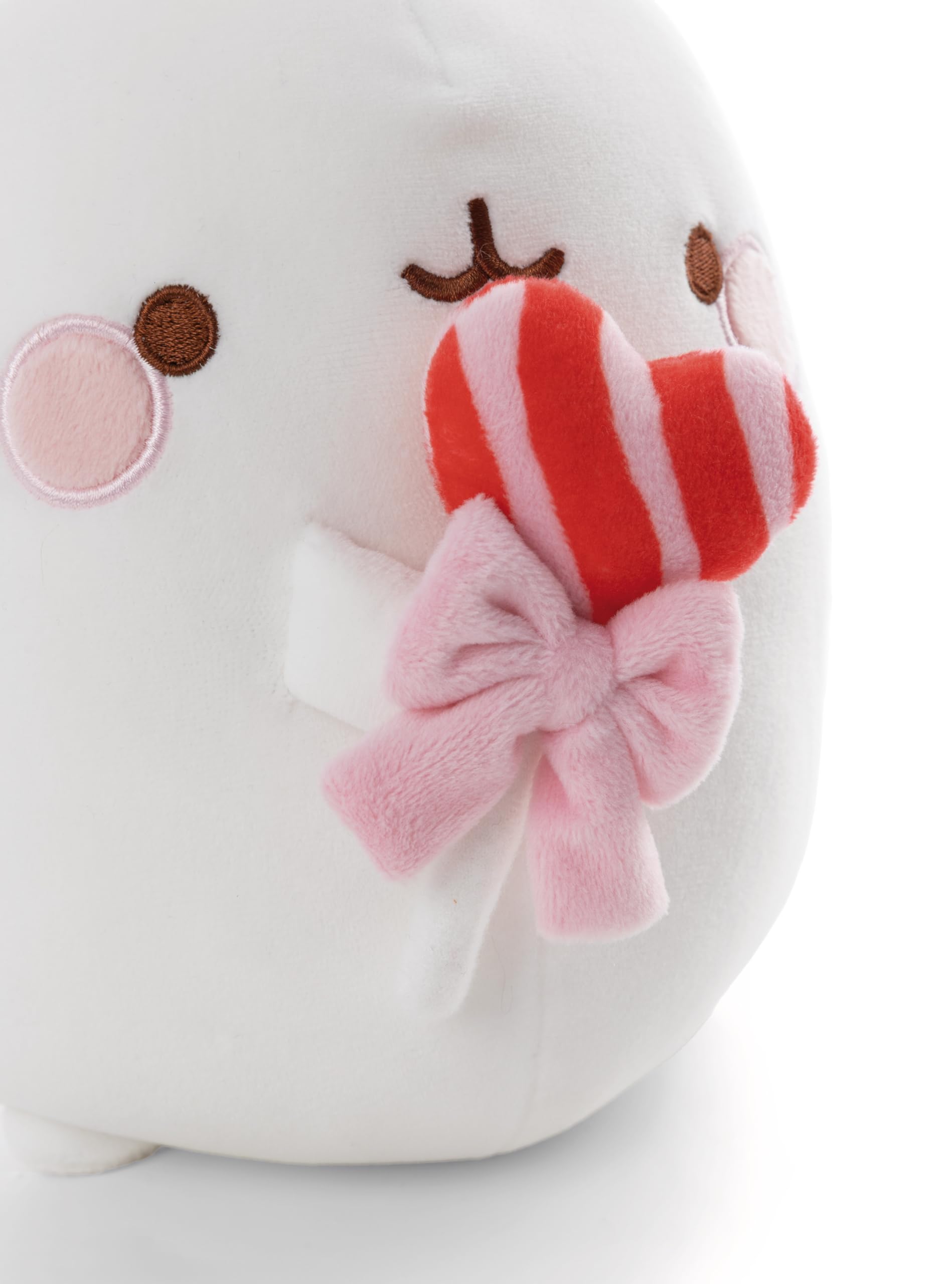 NICI 62787 przytulanka Molang z lizakiem, miękki pluszak, urocza pluszowa zabawka do przytulania i zabawy, dla dzieci i dorosłych, świetny pomysł na prezent, 48 cm, biała