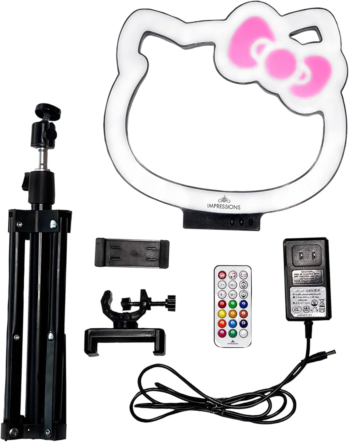 Impressions Vanity Hello Kitty 10 Inch RGB Desk Ring Light with Stand and Phone Holder, LED Selfie Lights with Rainbow Color Modes, Noise Sensor Provide Light Affect to Music Beat Perfect for TikTok