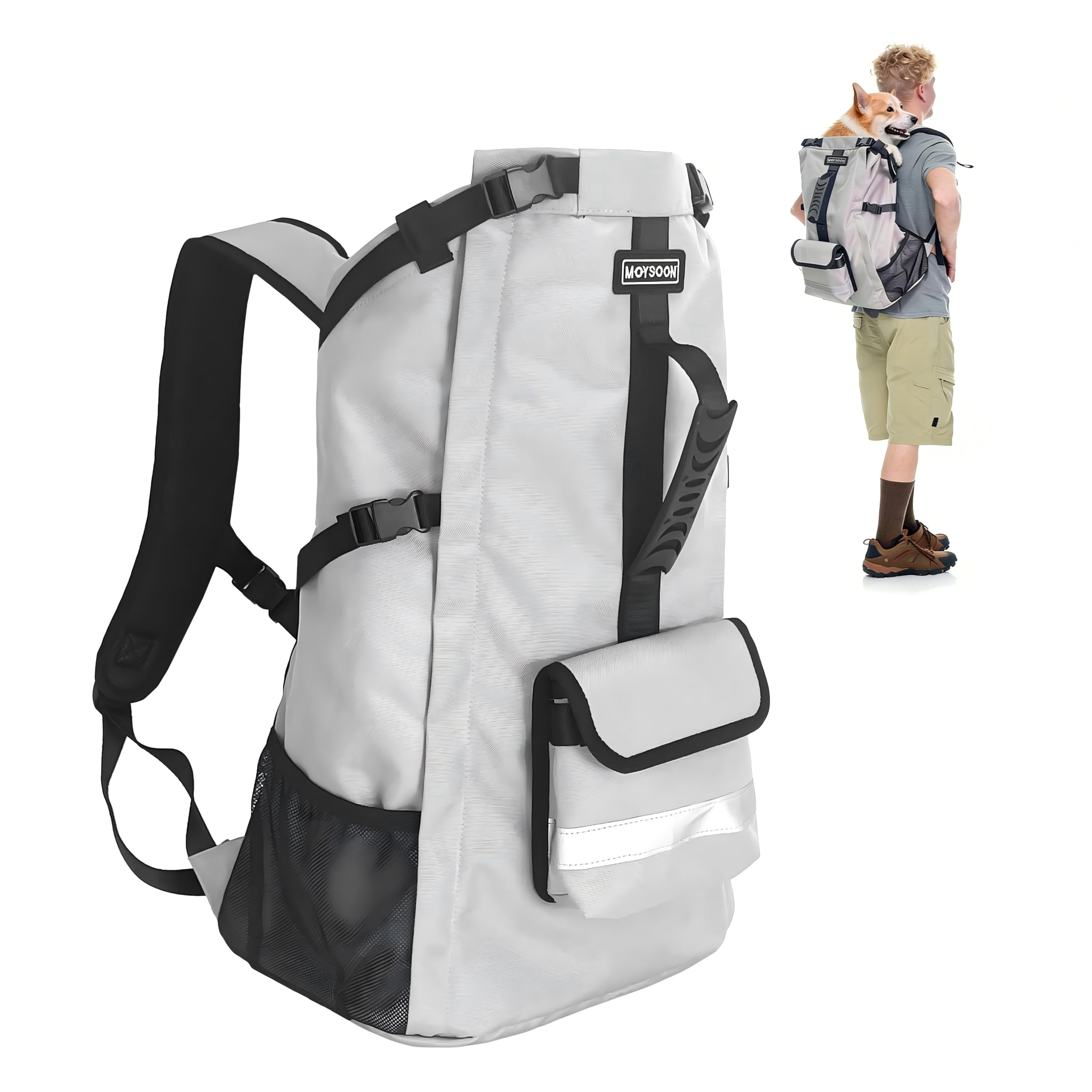Photo 1 of FoxFocus Waterproof Dog Backpack Carrier - Grey, Medium Dogs <30 lbs