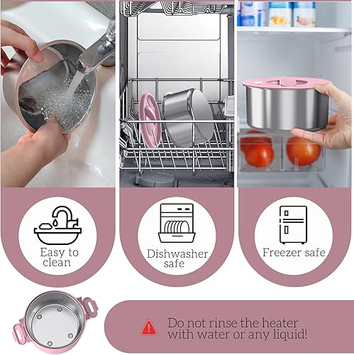 Miniatura 5 de Lonchera eléctrica, calentador de alimentos portátil de 33 onzas, calentamiento rápido de 100 W y acero inoxidable 304 a prueba de fugas, 3 en 1