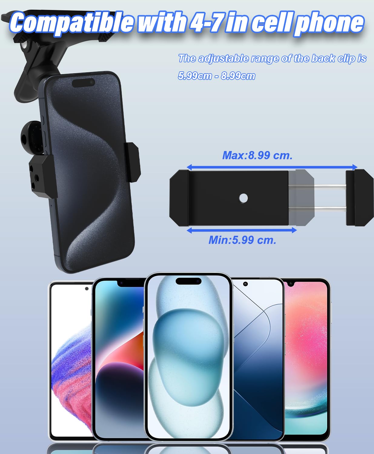 Porta Cellulare Auto Visiera Parasole [Doppia Testa a Sfera in Metallo], Supporto Telefono Auto, portacellulare da auto per iPhone 16 15 14 13 12 Pro Max, Huawei, Smartphones