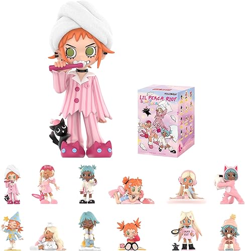 POP MART Lil Peach Riot Sleepover Series Figuras de caja ciega, figuras de acción de diseño aleatorio, juguetes coleccionables, decoración del