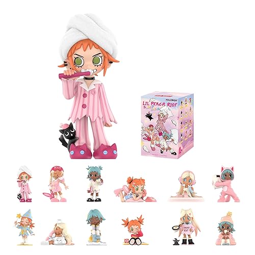 POP MART Lil Peach Riot Sleepover Series Blind Box Figures, Random Design Action Figures Collectible Toys Home Decorations, Holiday Birthday Gifts for Girls and Boys, Single Box - Lil Peach Riot Sleepover Series Figures - Single Box