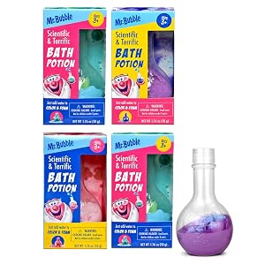 Mr Bubble Kids Original Bath Bomb Potions - Colorful Fizzy Fun - Cool Foam and Bubble Science Beaker