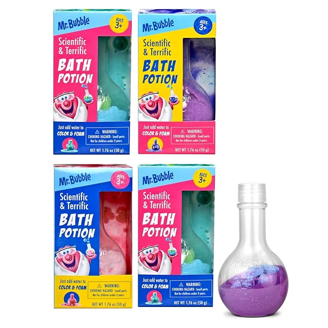 Mr Bubble Kids Original Bath Bomb Potions - Colorful Fizzy Fun - Cool Foam and Bubble Science Beaker