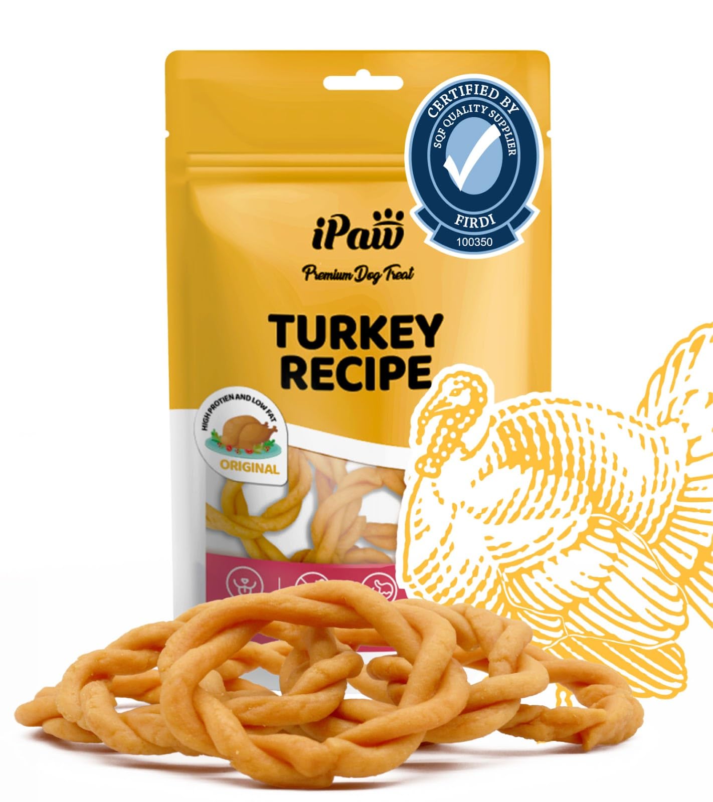 iPaw Turkey Dog Treats, SQF-Certified Production Process Dog Chew