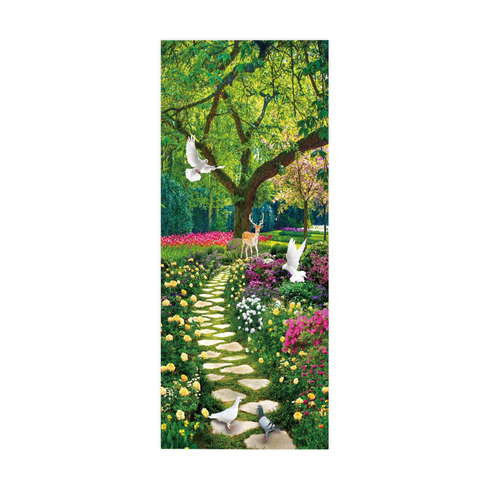 3D Door Stickers Forest Animals Mural Art Sticker Wallpaper Self-Adhesive Decals Removable Vinyl W100 x H215cm