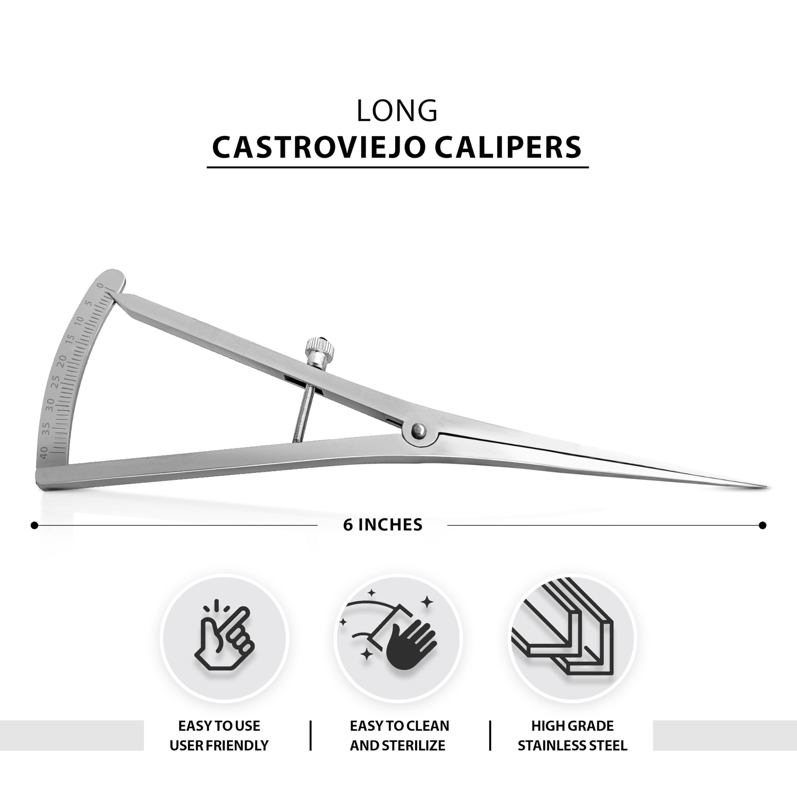 DEXSUR Castroviejo Calipers and Castroviejo Long Calipers - Precision Measurement Tools Accurate Measurements in 3.5 inches - 7 inches & Straight, Angled, and Round Variations (6