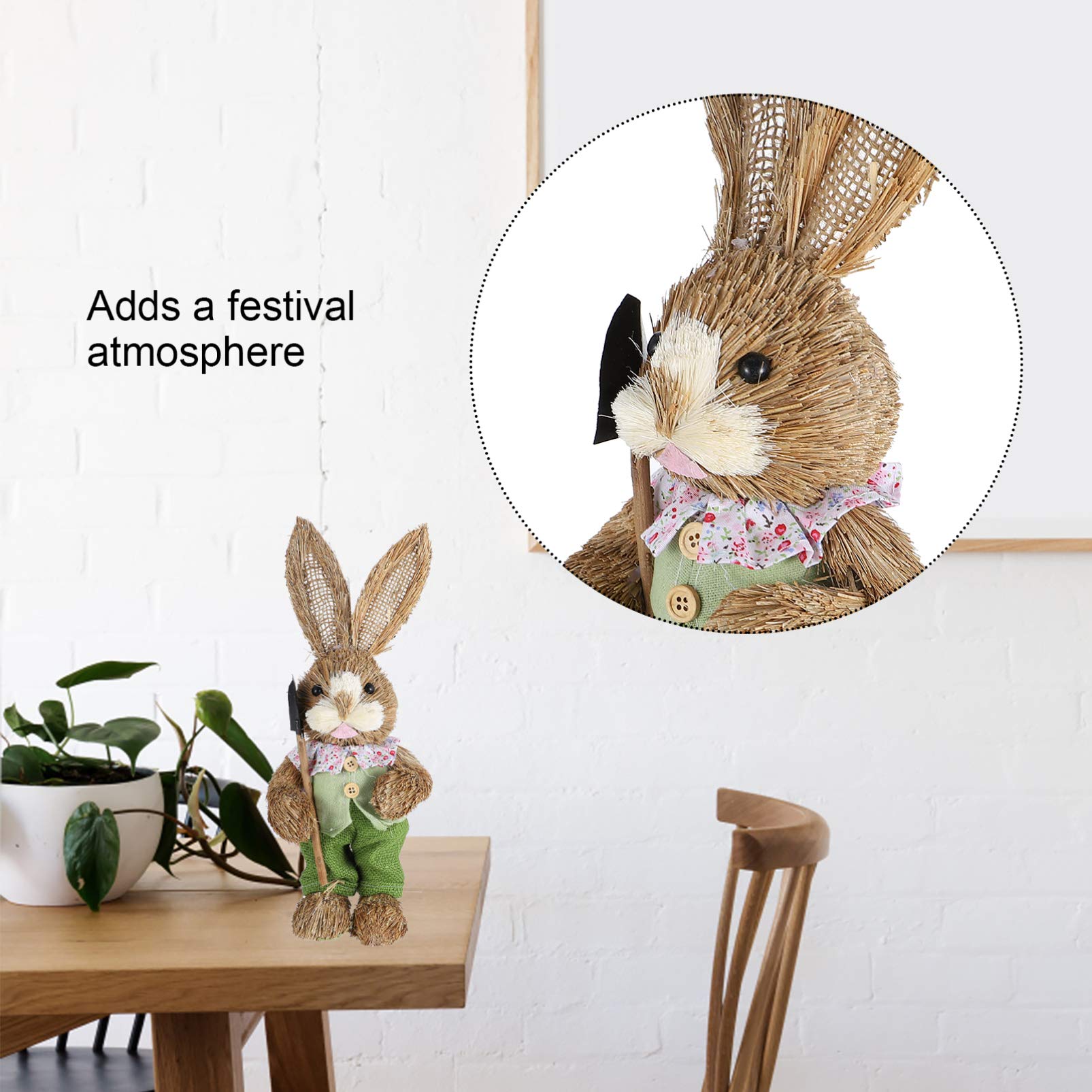 Toyvian Strohhasenfigur Für Osterdekoration Künstliche Hasenfigur Osterhasenschmuck Für Wohnzimmer Veranda Garten Ostergeschenk