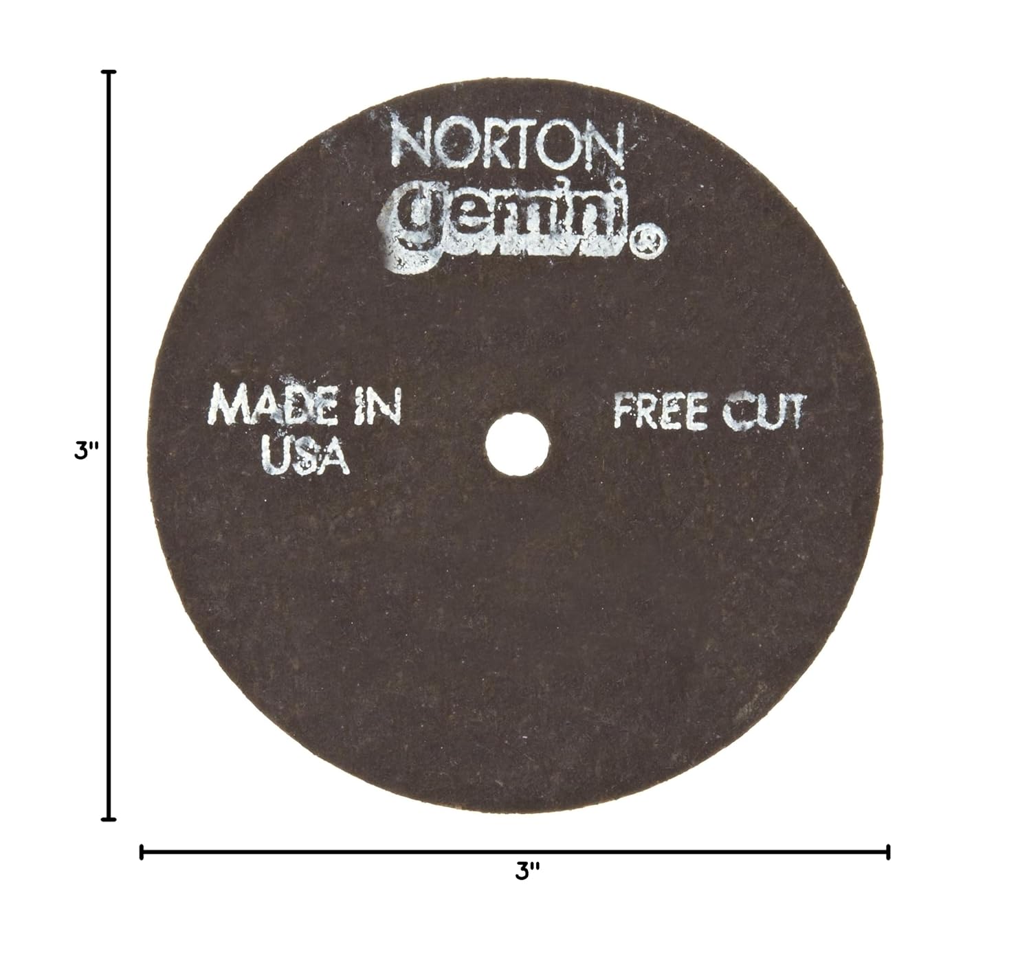 Norton Gemini Fast Cut Small Diameter Reinforced Abrasive Flat Cut-off Wheel, Type 01, Aluminum Oxide, 3/8" Arbor, 3" Diameter x 1/16" Thickness (Pack of 25)