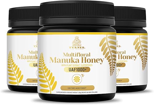 Miel de manuka multifloral de Nueva Zelanda, (8.8 oz250 g) 1000 x potencia con antioxidantes UAF1000+, apoyo inmunológico, piel más joven, ayuda a