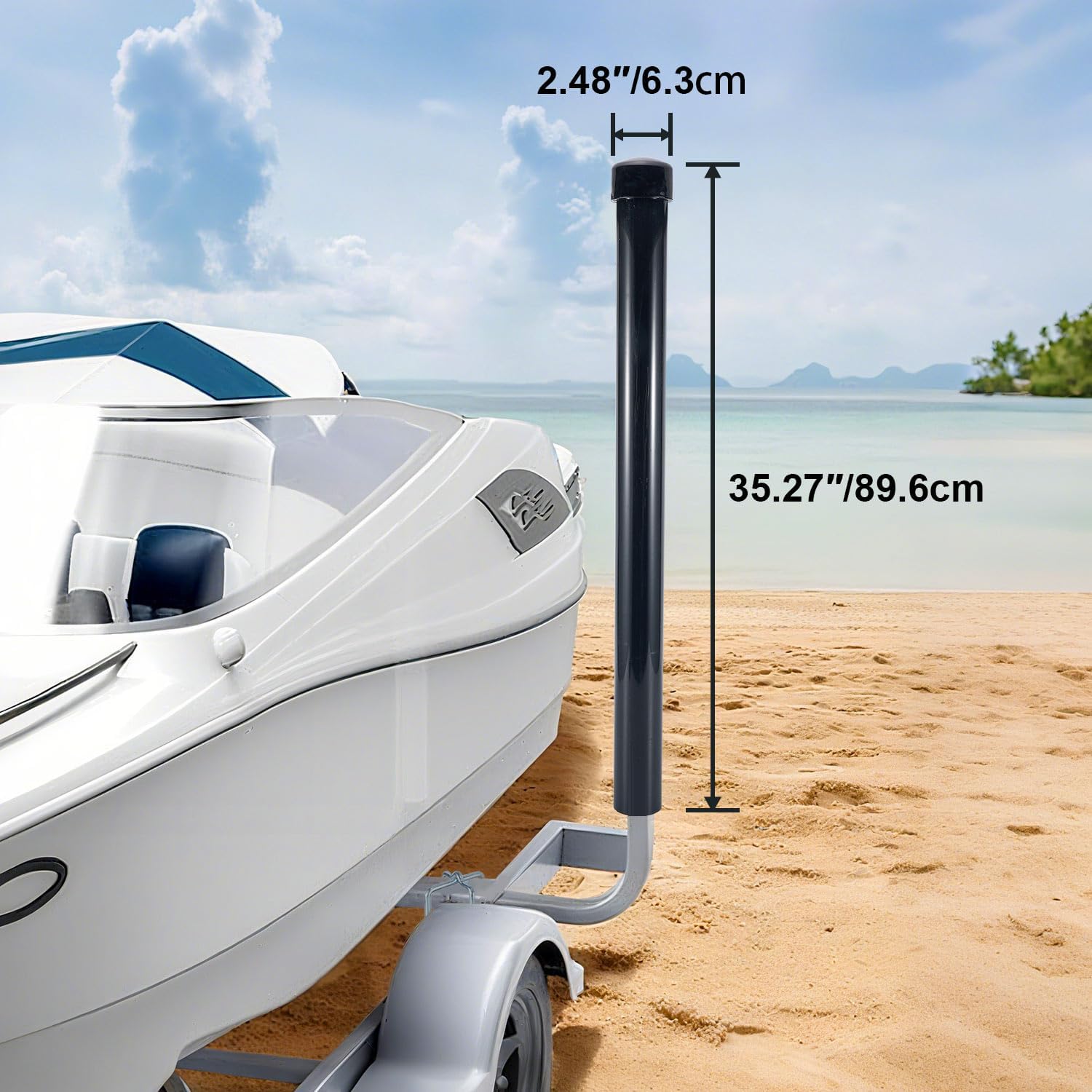 Soundforge Grade Boat Trailer Guide Adjustable Design Heavy Duty Galvanized Steel Adjustable Post with PVC Sleeves for Ski Boat,Fishing Boat (40"/48"/60'' Height) (Big Size Style 1, Black)