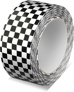 MTLEE Checkered Flag Tape Checkered Race Car Printed 1.88 Inches 100 Yards DIY Crafts Buffalo Tape Single Roll for Scrapbooking DIY Crafts Box Decoration