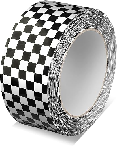 MTLEE Checkered Flag Tape Checkered Race Car Printed 1.88 Inches 100 Yards DIY Crafts Buffalo Tape Single Roll for Scrapbooking DIY Crafts Box Decoration